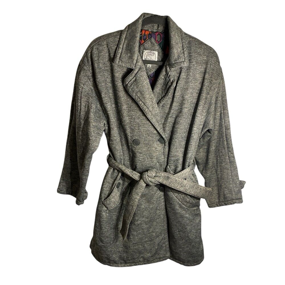 Be In The Current Seen Women’s Gray Coat. Button Front W/ Tie Waist. Size Medium